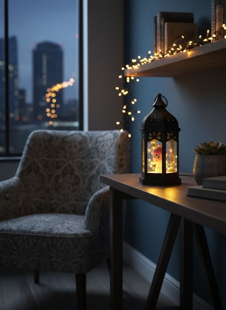 Premium Decorative Metal Ramadan Lantern with Warm LED Light for Home Decor - Image 2